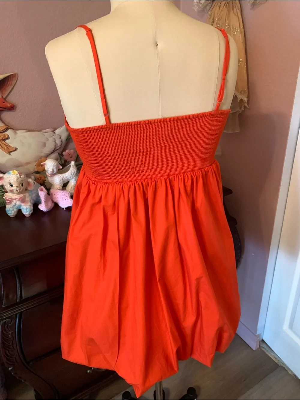 SUNDAY BEST ARITZIA Empire Waist Bubble Dress in Vibrant Orange